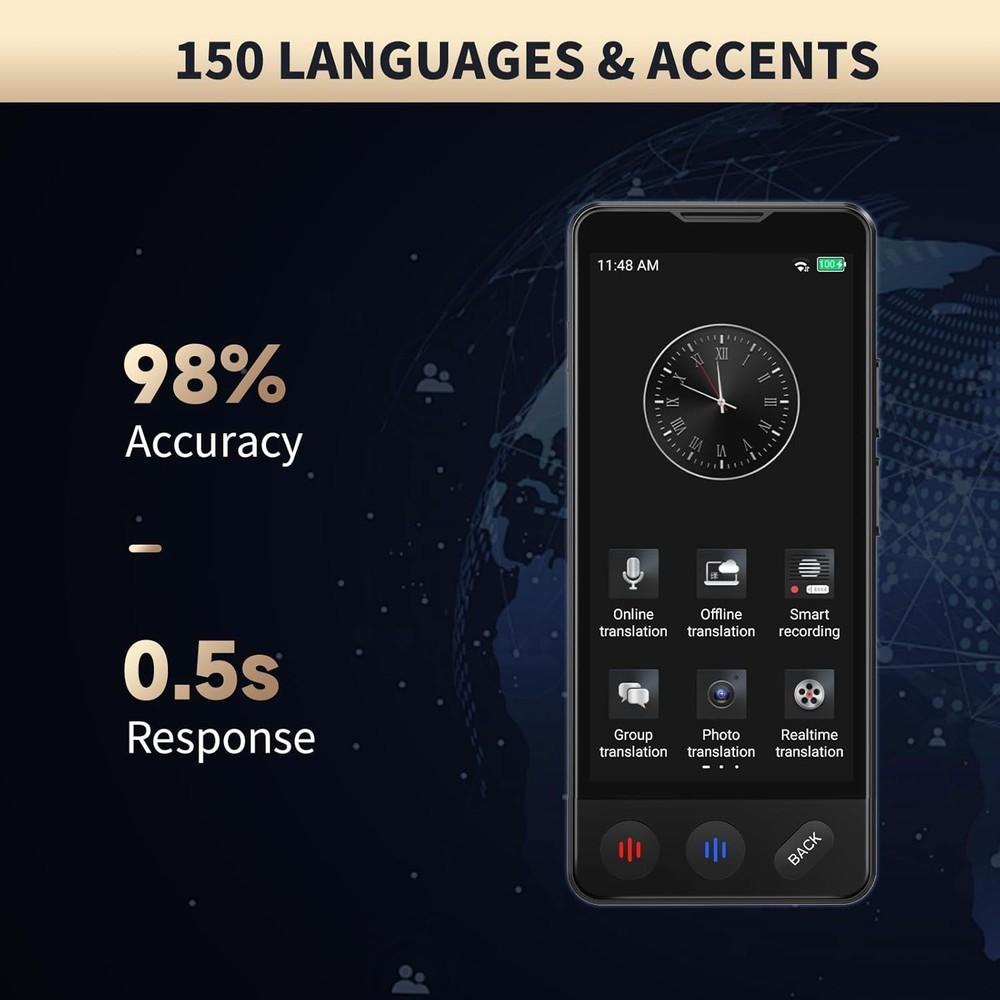 AI Language Translator Device Support 150 Languages Offline Instant Two-Way
