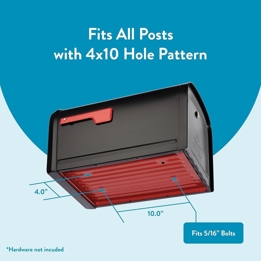 Modern Black Post Mount Mailbox - Locking Feature & Secure Access Design