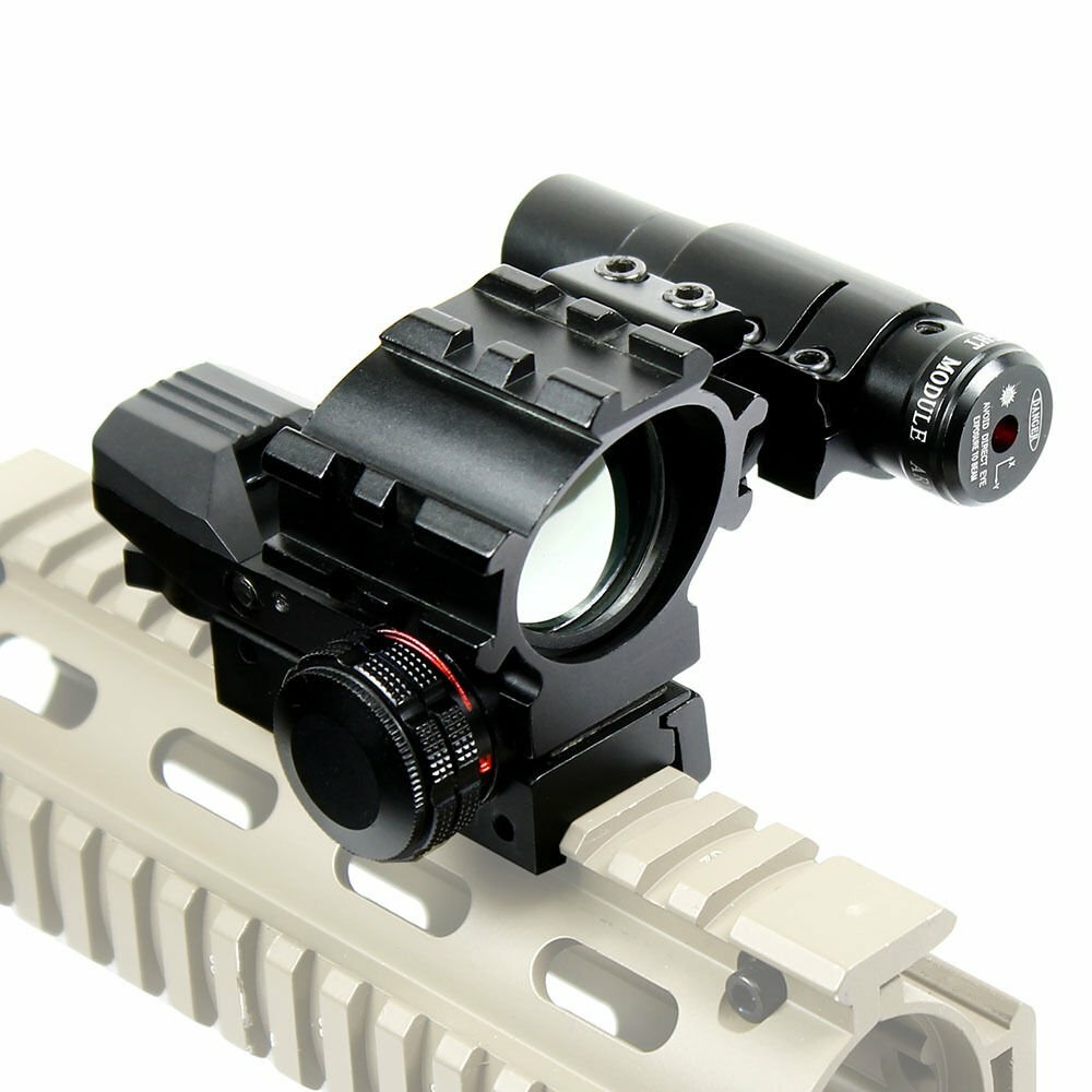 Holographic Red / Green 4 Reticles Reflex Dot Scope + Laser Scope Combo