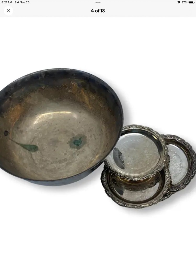 Reed Barton Vtg Silver Plated Steel Serving Set Bowl Plates USA Dining Ware HTF