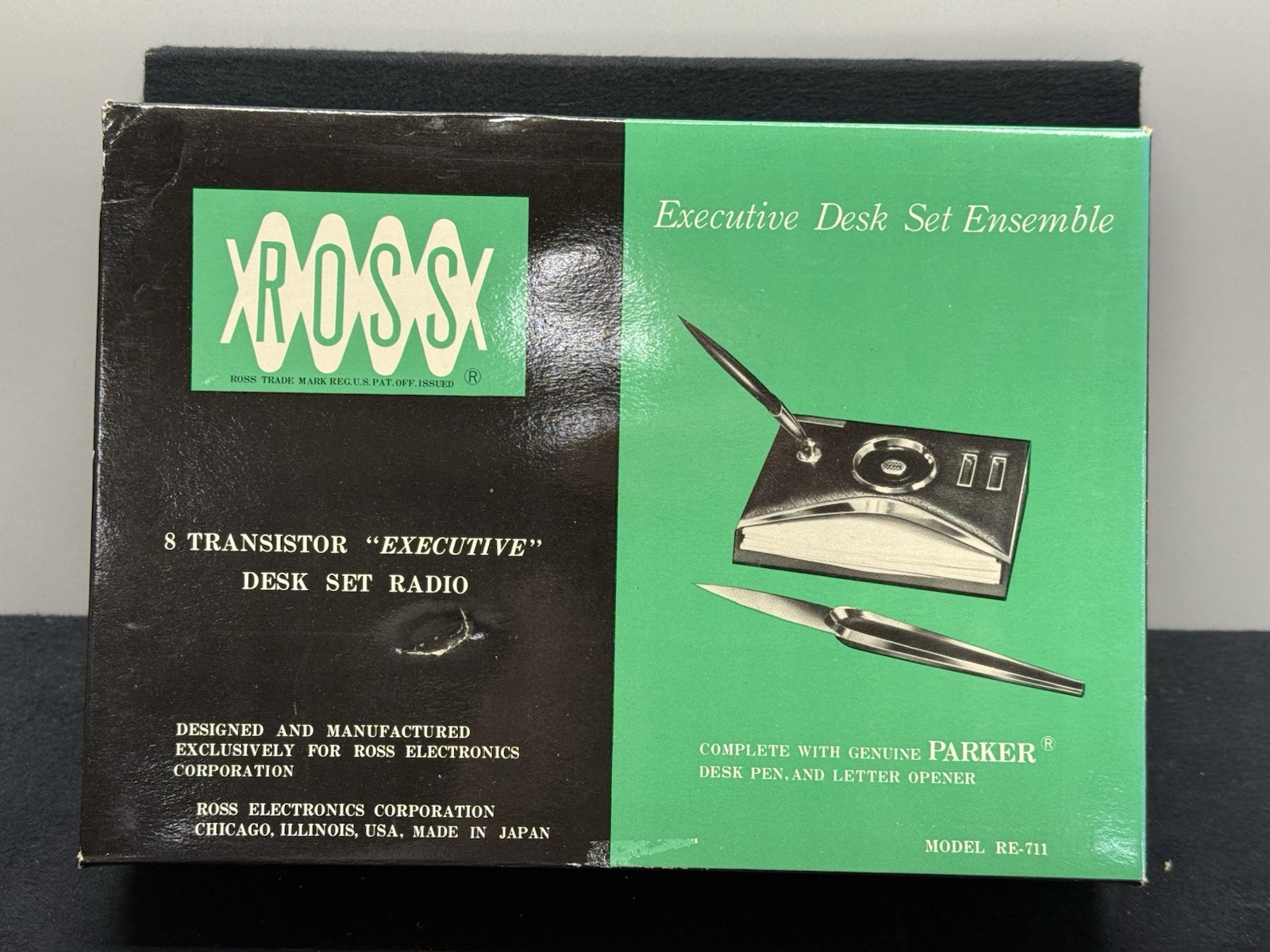 1960s Ross RE-711 Executive Desk Set w/ 8 Transistor Radio Complete Working