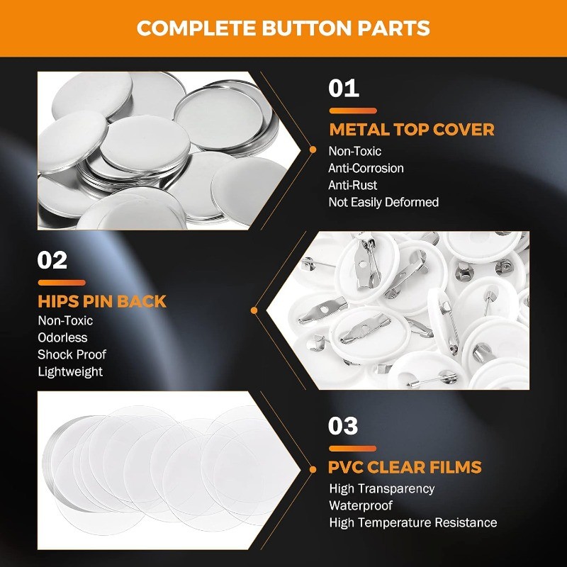 Button Maker Machine, 25mm (1 Inch) Pin Maker Kit Rotary Style, Complete Button