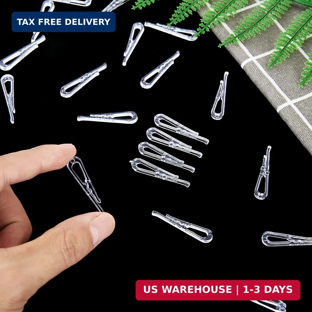 ZOEYES 2000Pcs U Shape Plastic Alligator Clips, 1.5"Transparent Plastic Clothesp