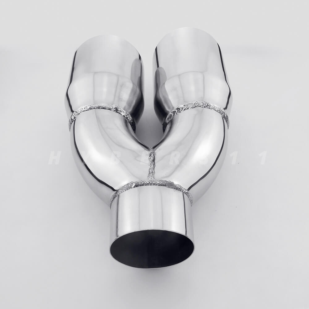 3" inlet QUAD 4" Staggered Out Dual Wall Exhaust Tips for Ford Mustang GT 5.0 V8