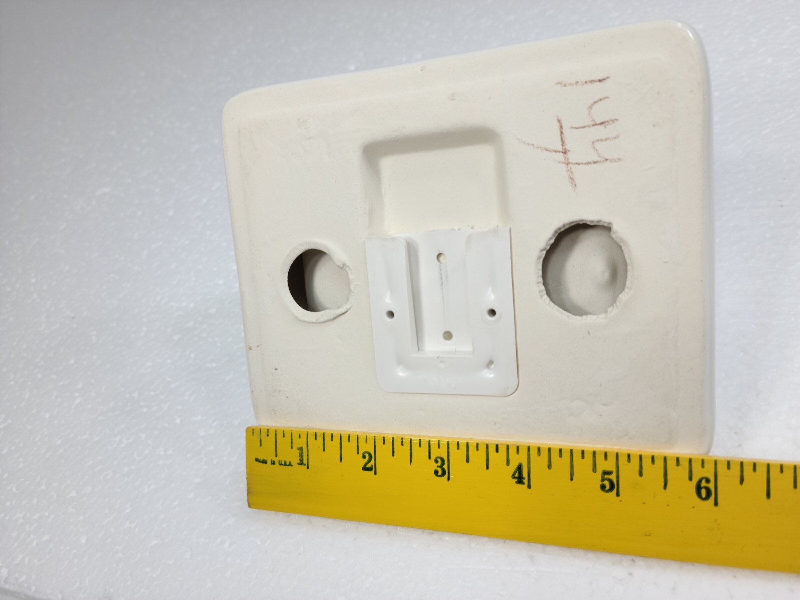 Vintage White Ceramic TP Toilet Paper Holder Screw in Drywall Mid Century Modern