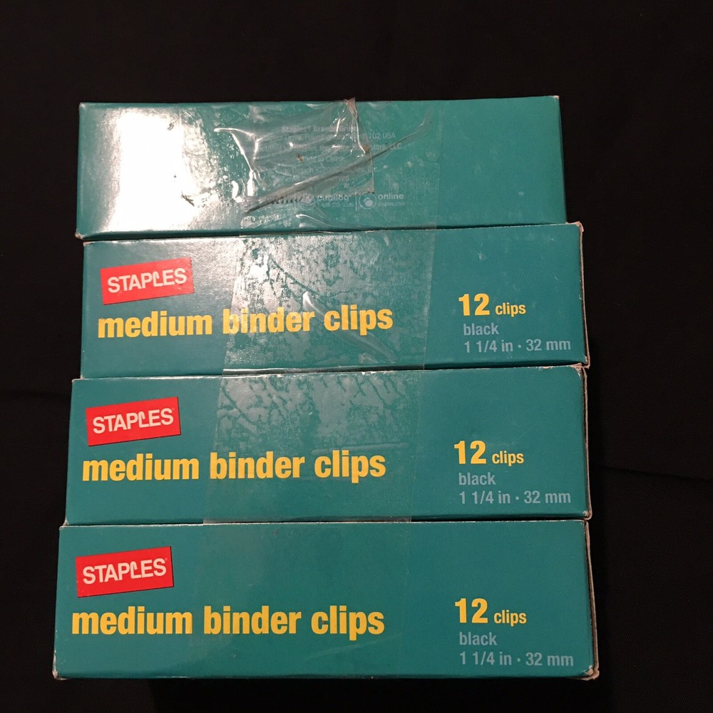 Staples Medium Binder Clips 4 Boxes Of 12 Clips