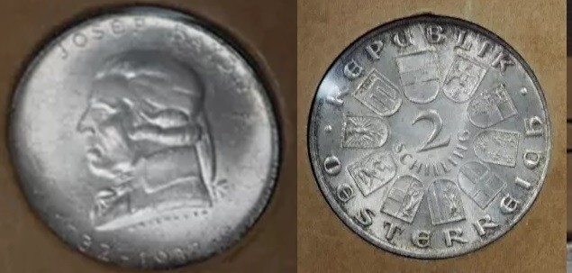 Scarce 1932 Austria Silver 2 schilling- Haydn- UNC