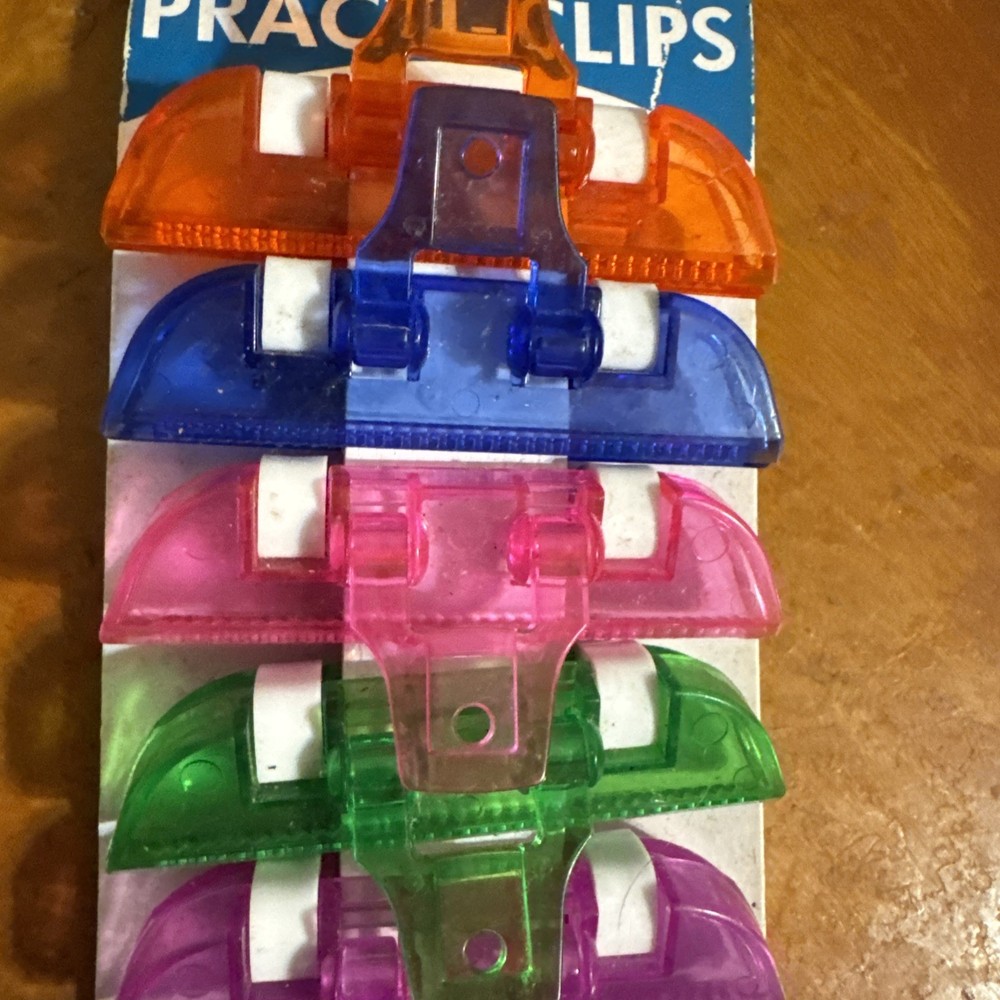 Practi-Clip, Neon Colored Multi Use Unique Practical Clips, 5 pc Set NEW