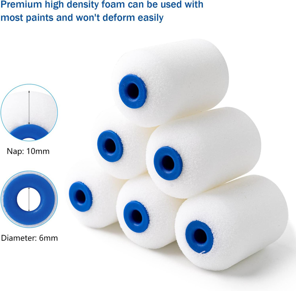 Foam Paint Roller, 2 Inch Mini Paint Roller Kit 10 Pack, Touch up Small Paint Ro