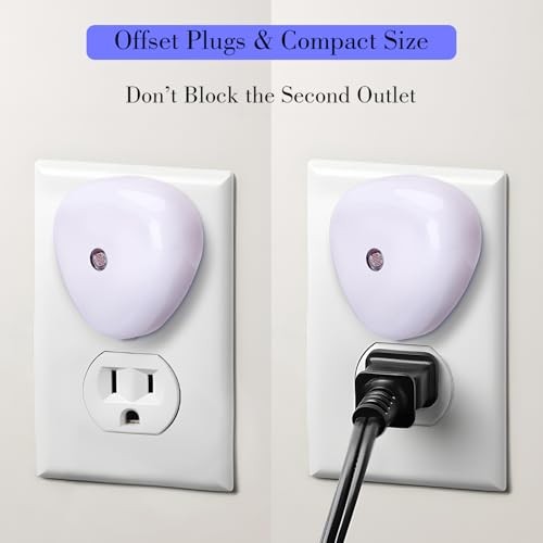 LED Nightlights Plug into Wall, 0.5W Dusk to Dawn Sensor Automatic On and Blue