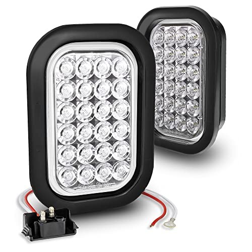 TRUE MODS 2pc 5x3 3x5 Inch Rectangle LED Trailer Tail Light Kit 2 Pack White