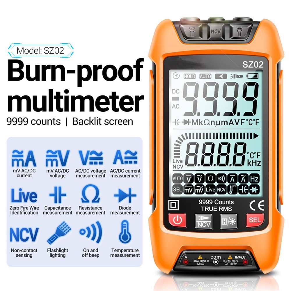SZ02 Digital Multimeter Electrical Meter Temp Resistance Transistor Testers aa