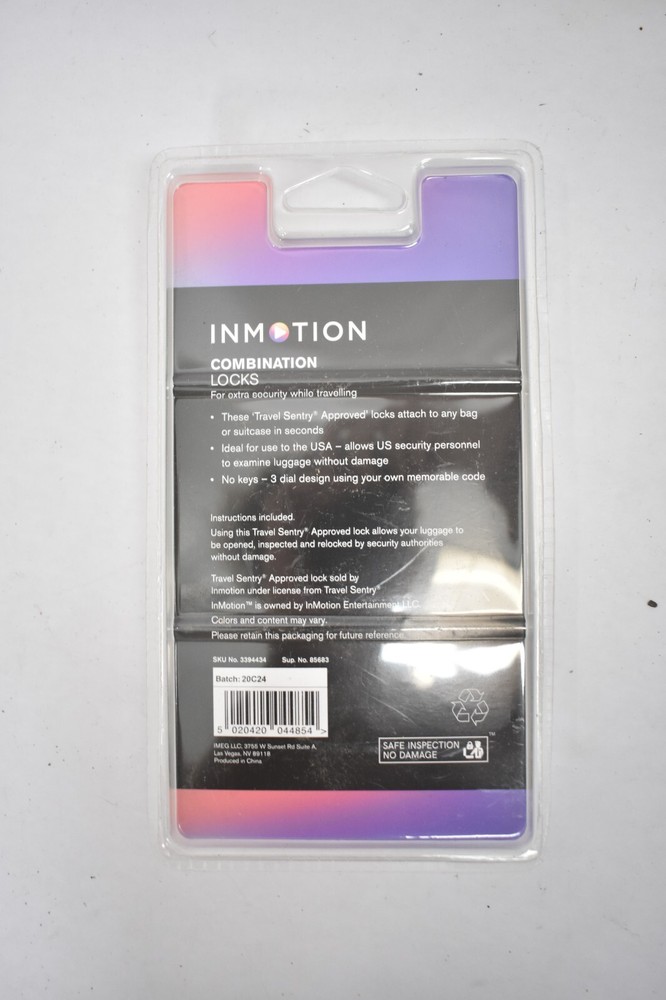 Inmotion Combination Locks 2 Pack Security Travel Sentry Black Padlocks