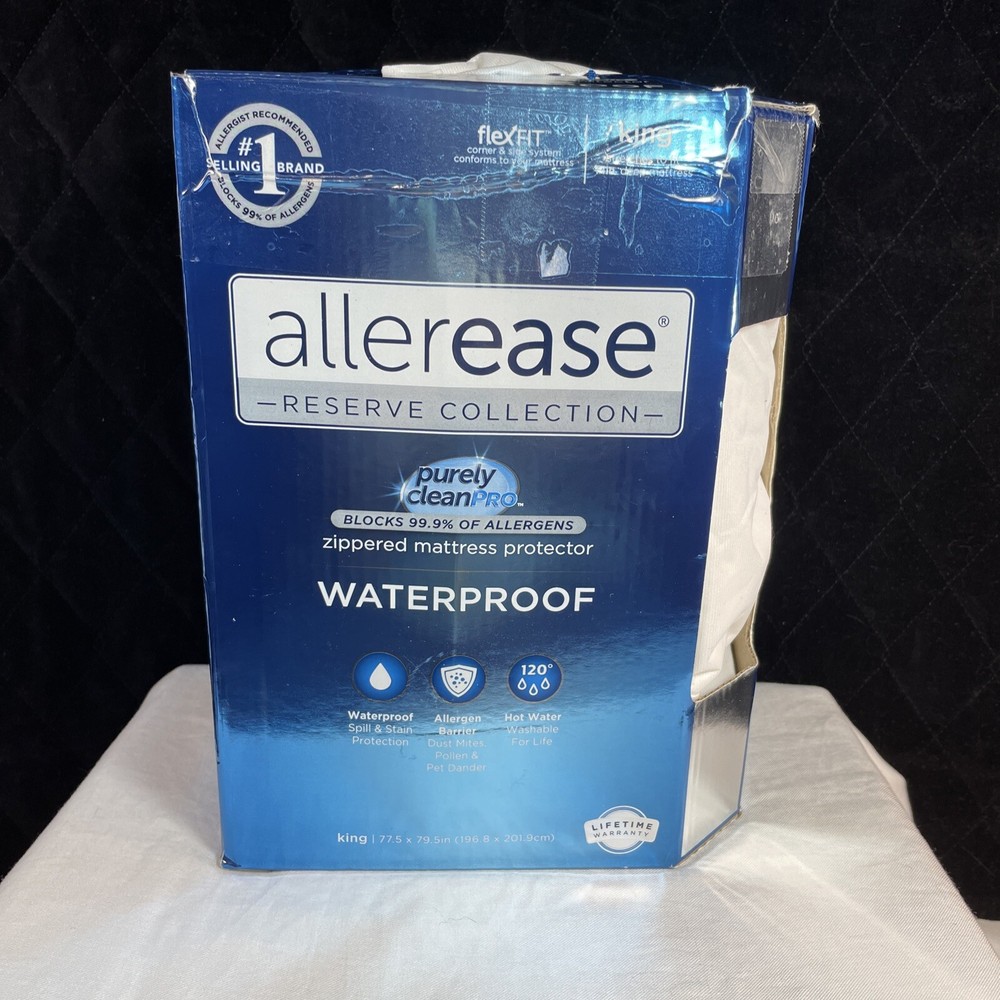 ALLEREASE ZIPPERED MATTRESS PROTECTOR, KING SIZE,  NEW,  flexFIT,