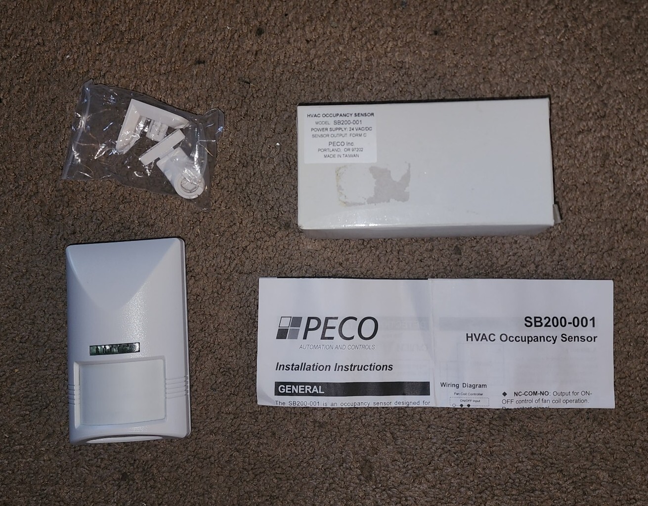 NEW HVAC Occupancy Sensor PECO SB200-001 White 24VDC