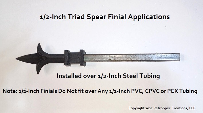 10 EACH (1/2-INCH) BLACK PLASTIC IRON FENCE FINIAL TOPS 1-50 TRIAD SPEAR
