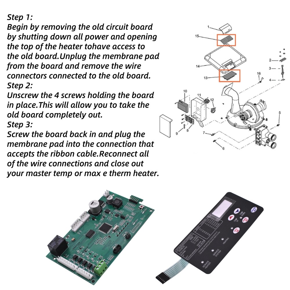 42002-0007S Control Board 472610Z Pad for Pentair MasterTemp Max-E-Therm Heaters