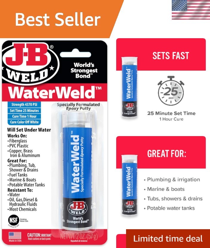 2 oz. WaterWeld Epoxy Putty Stick - Quick Setting, High Strength Repair Solution