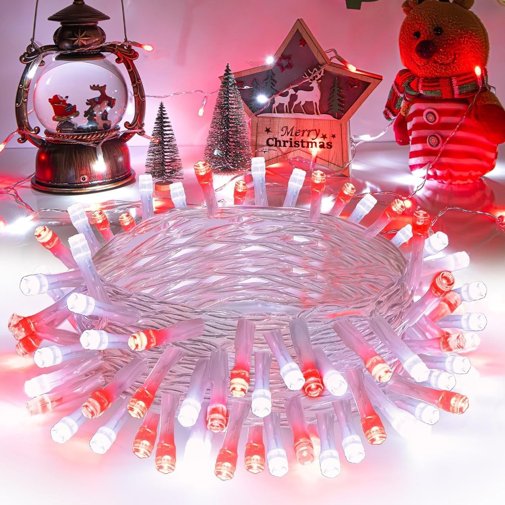 9.8ft 30 LED Red & White Christmas String Lights