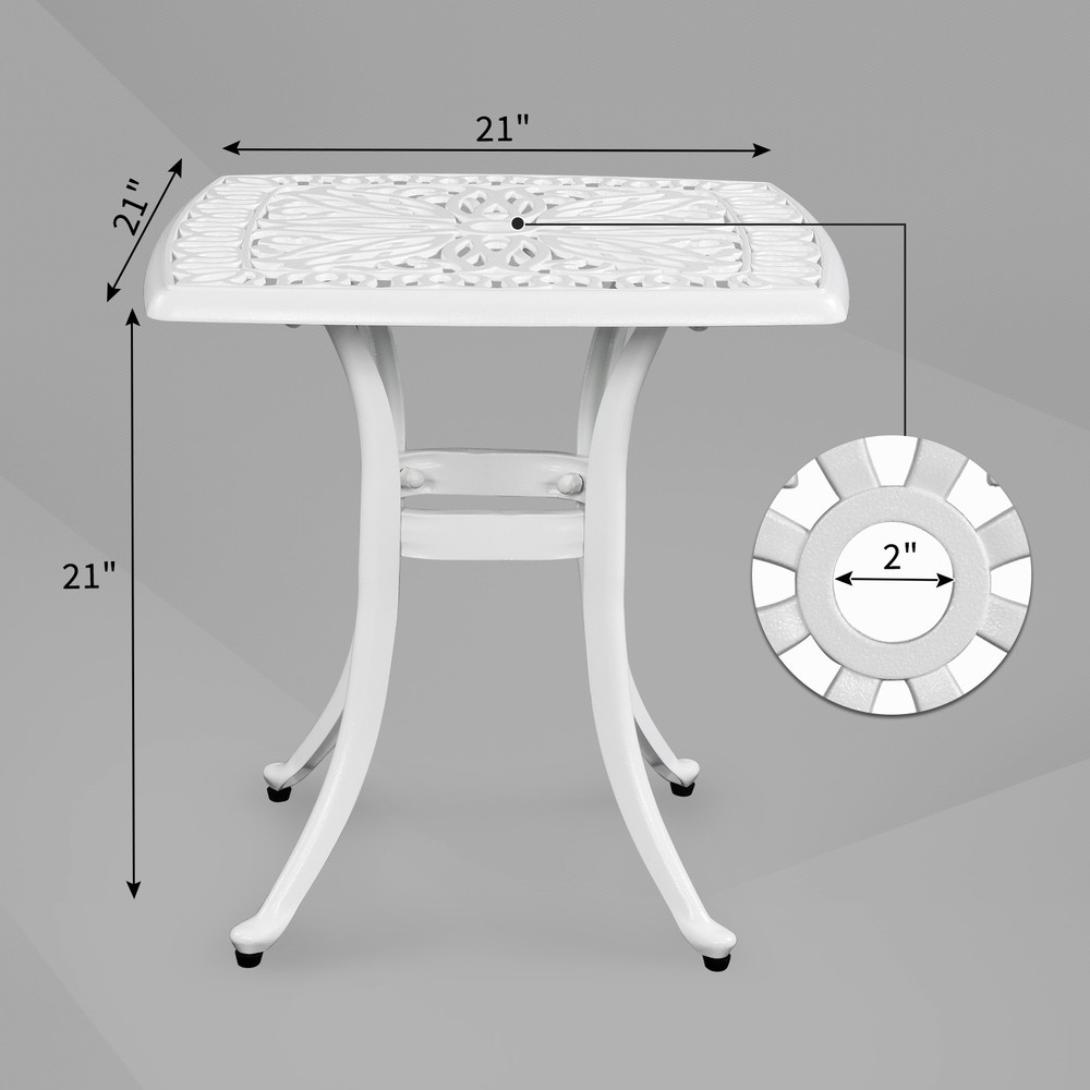 Outdoorr Cast Aluminum Square Table, End Table Side Table for Paio Backyard Pool