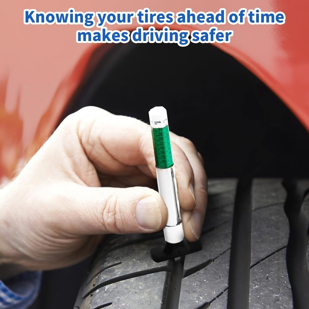 Tire Tread Depth Gauge 5Pcs Color Coded Tread...