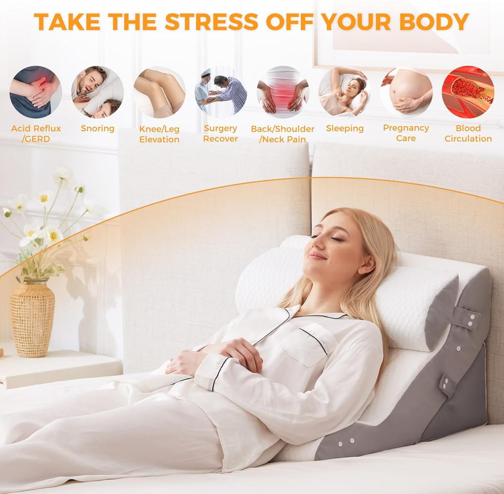 3PCS Wedge Pillow Set for after Surgery, Adjustable Back Pillow for Bed Sitting