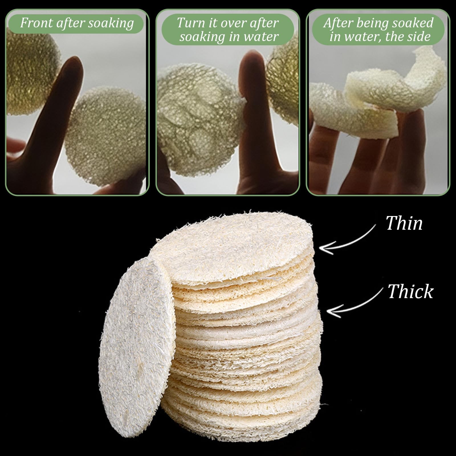 Nogeqi 20 Pcs Natural Loofah Sponge Pads for 1 Count (Pack of 20), Beige