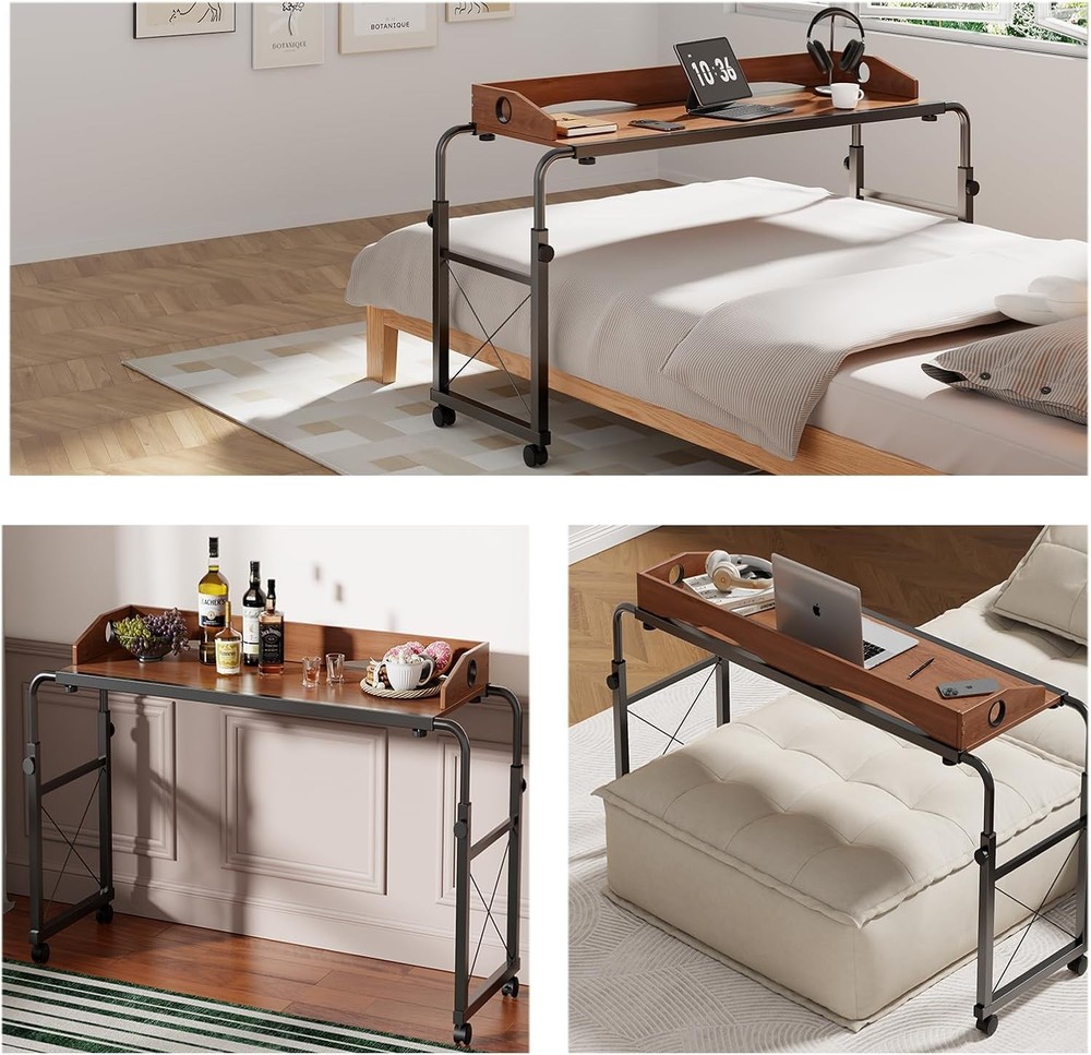 Overbed Table W/ Wheels Overbed Desk W/ Adjustable Length & Height Rolling