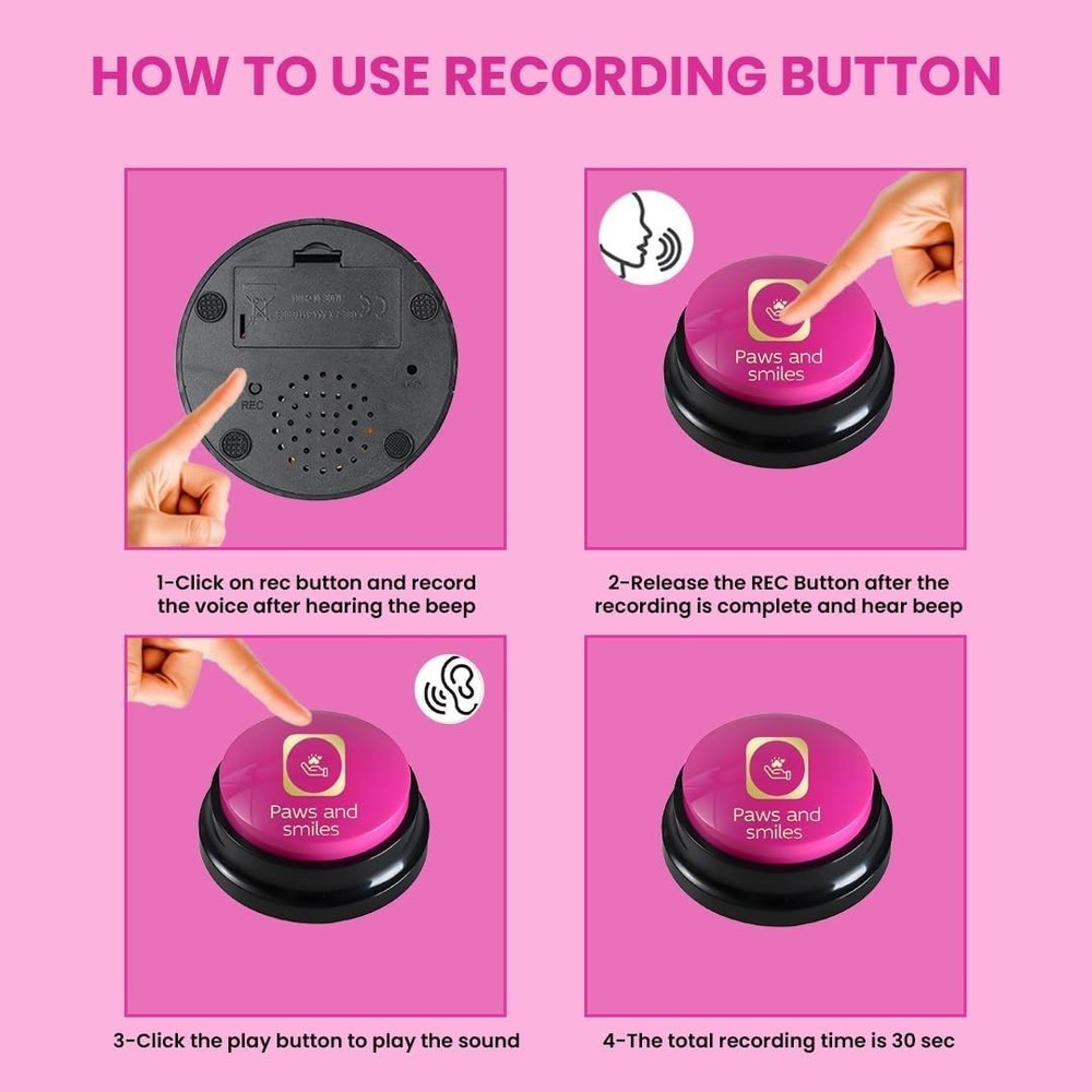 8-Pack Dog Talking Buttons - Recordable Pet Communication Tools for Training