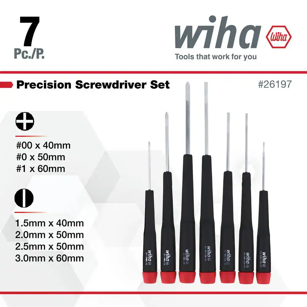 Precision Slotted/Phillips Screwdriver Set (7-Piece)
