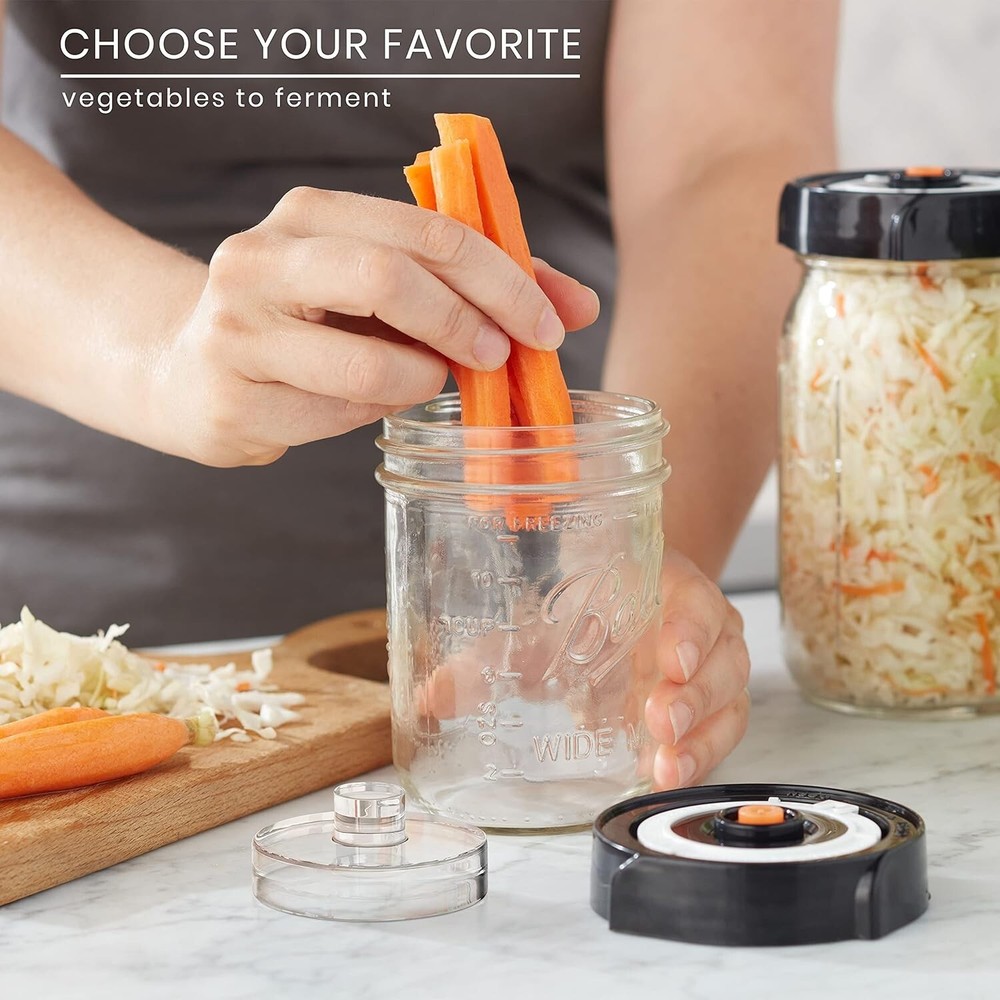 Fermentation Kit -3 durable jar lids,- 3 glass weights,-oxygen extraction pump