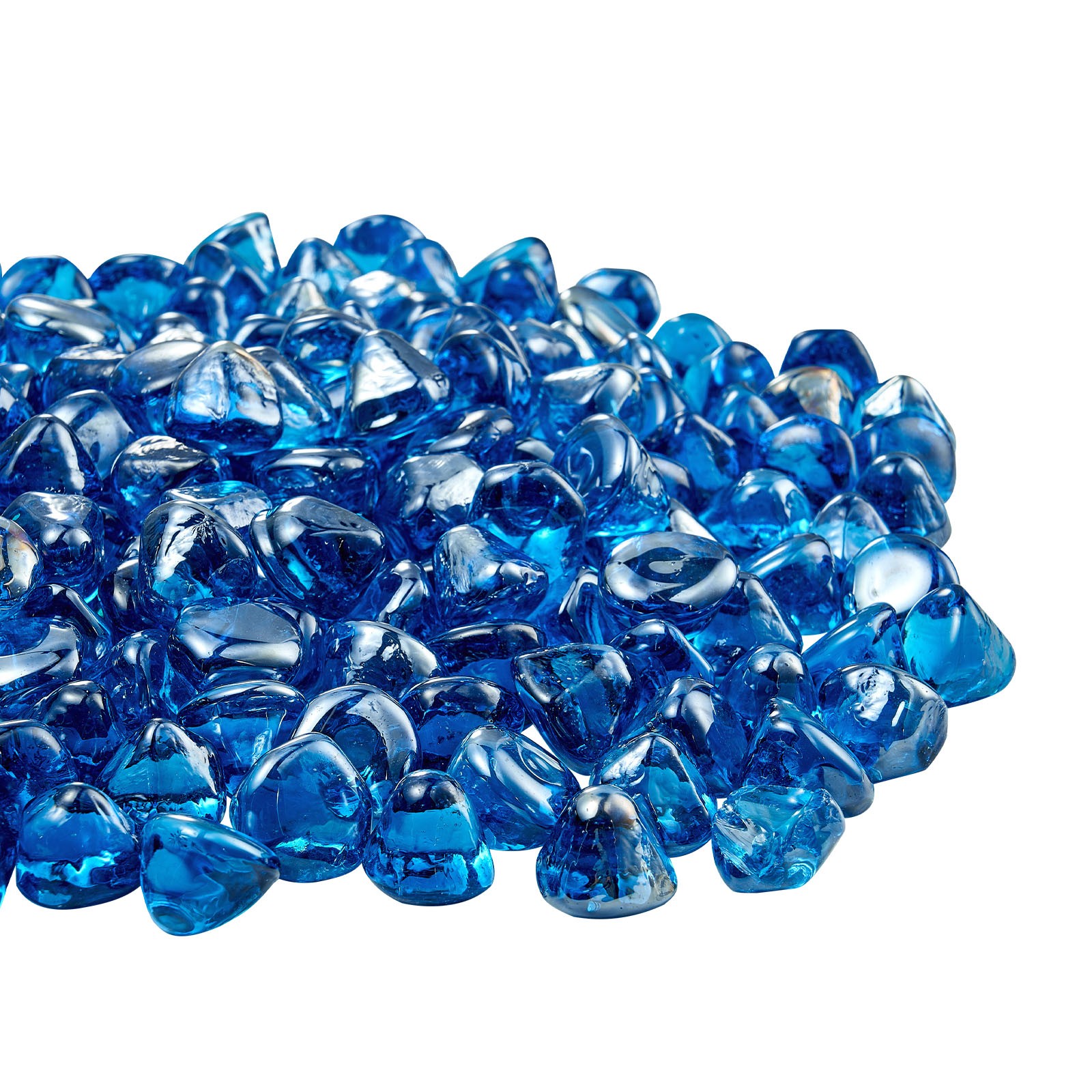 Uimoso 10 lbs Caribbean Blue Fire Pit Glass Rocks, 1-Inch for Fireplace Use
