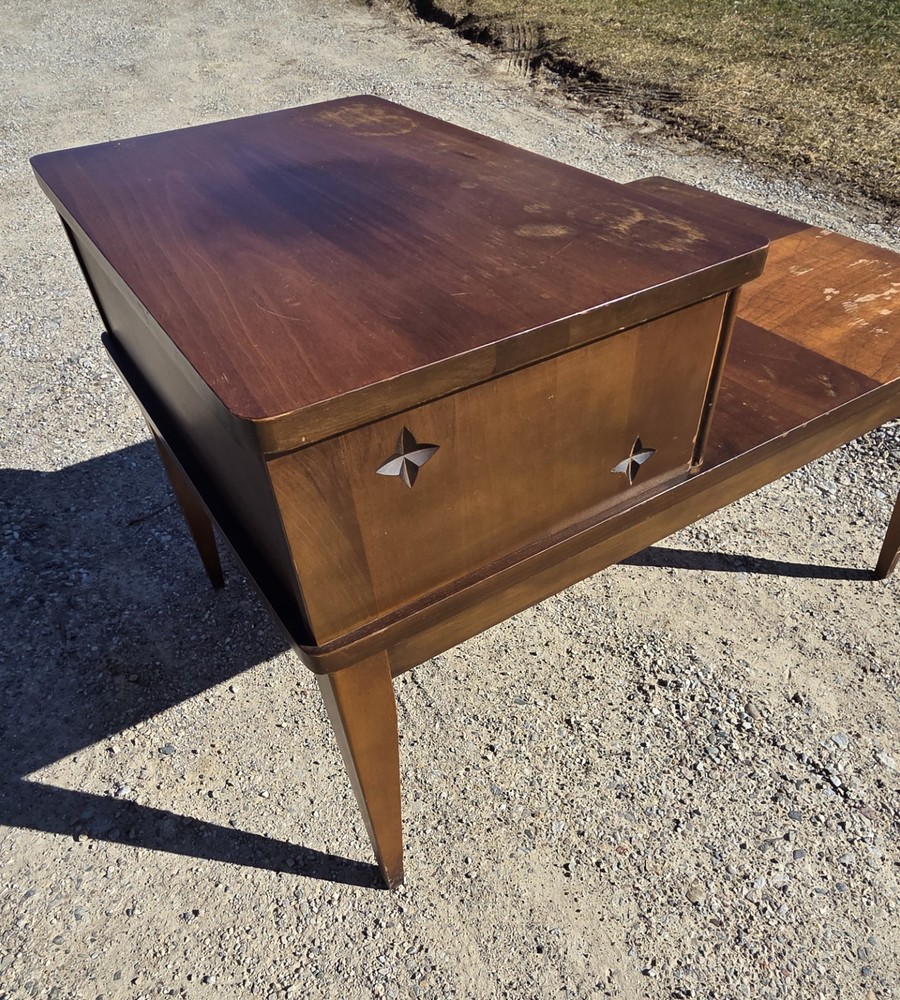 One Mid-century Mersman ( 1950s-1970s ) step-up side table solid wood.