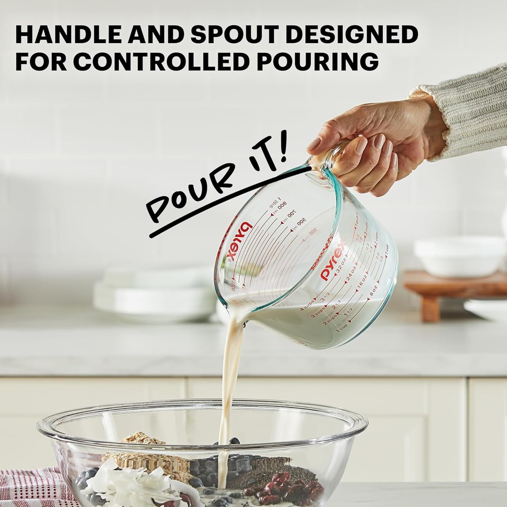 Essentials (3-Pack) Glass Measuring Cups Set, (1, 2 & 4 Cup) Measuring Cups