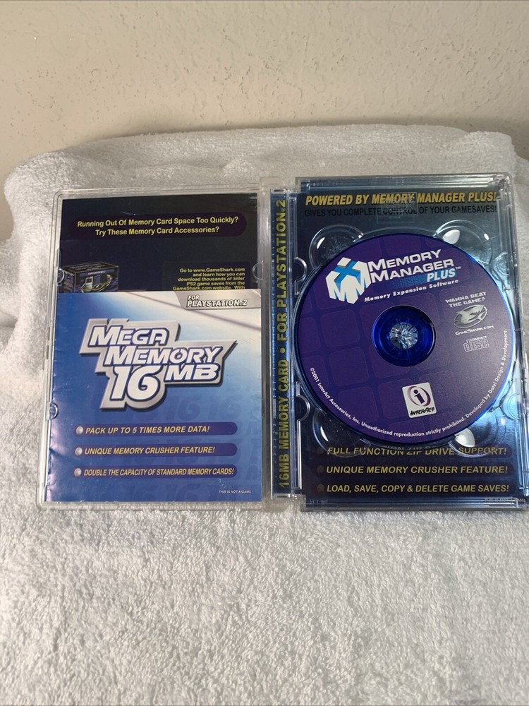 Mega Memory 16MB Memory Manager (Playstation 2, PS2) Case Manual & Disc - Tested