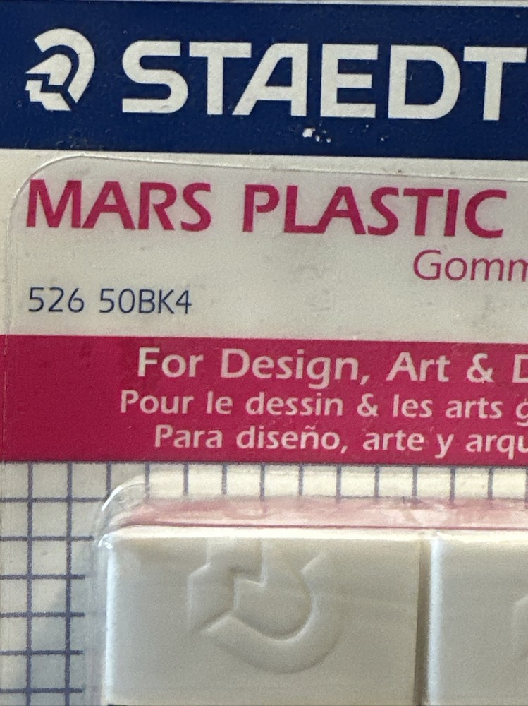Staedtler Mars Plastic Eraser, 4 pieces-NEW SEALED!!!!!!!!