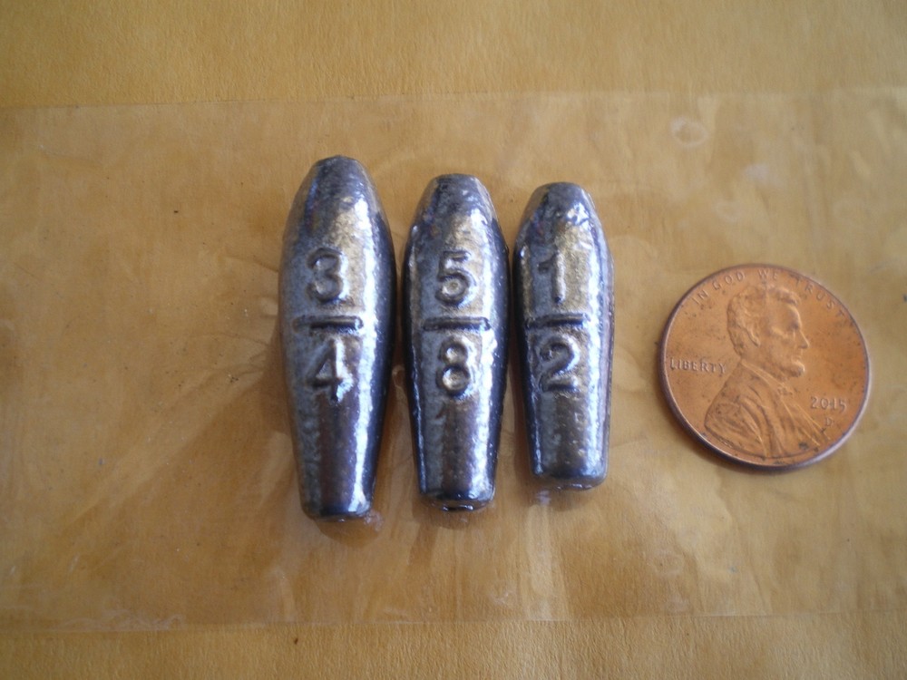 90 TROLLING SHAPE LURE BODIES/SLIP SINKER 3/4,5/8,1/2 OZ. 30 EA."MAKE SPINNERS"