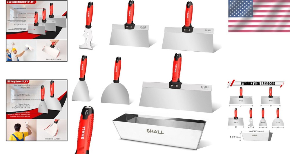 Durable Stainless Steel Drywall Finishing Kit: Includes Putty & Painter Tools=