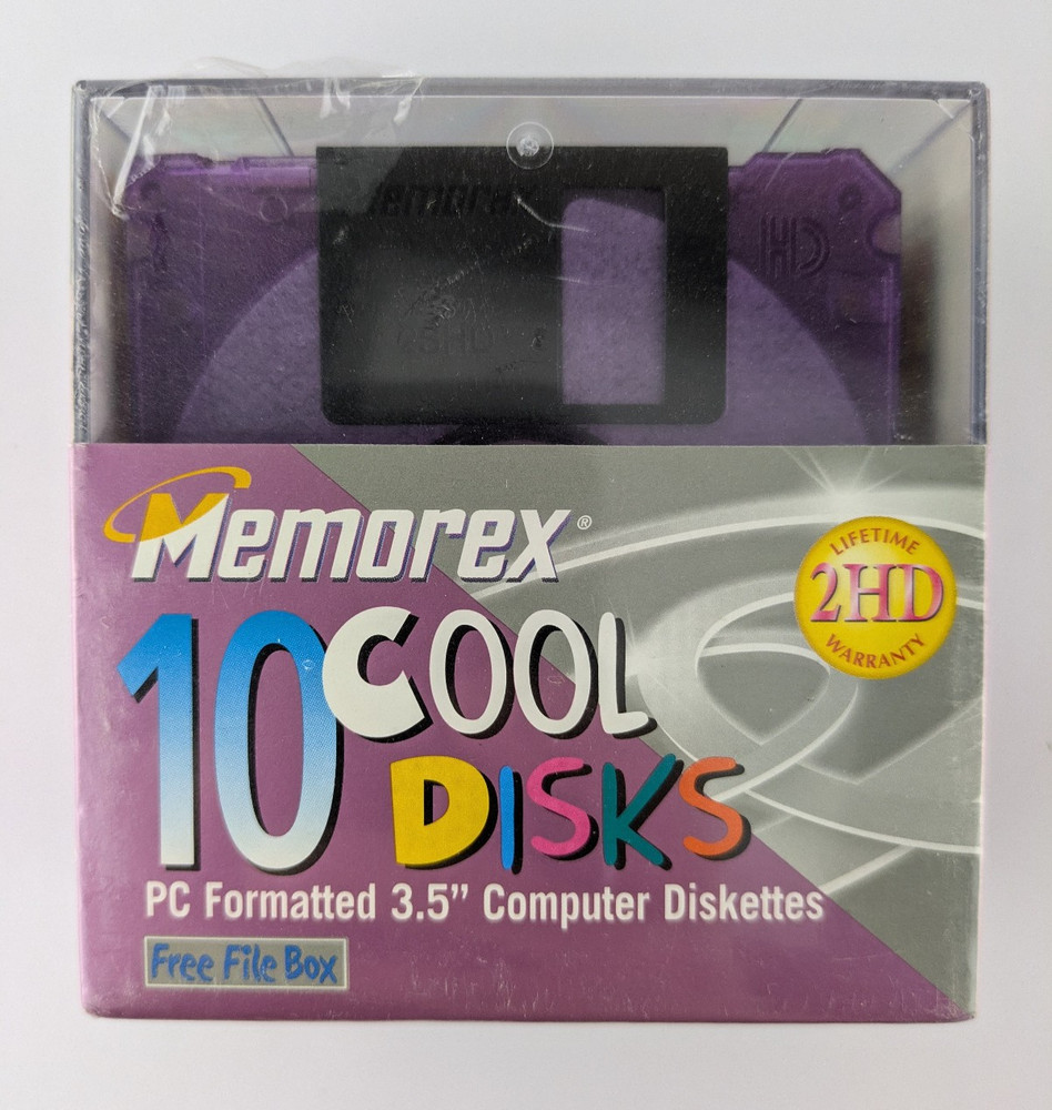 Memorex 2HD 3.5" Computer Diskettes 10 Pack PC Format Cool Disks w/ Box - Sealed
