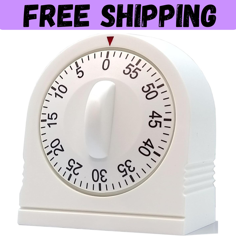 60 Minute Wind Up Mechanical Timer with Loud Alarm Manual Countdown Clock