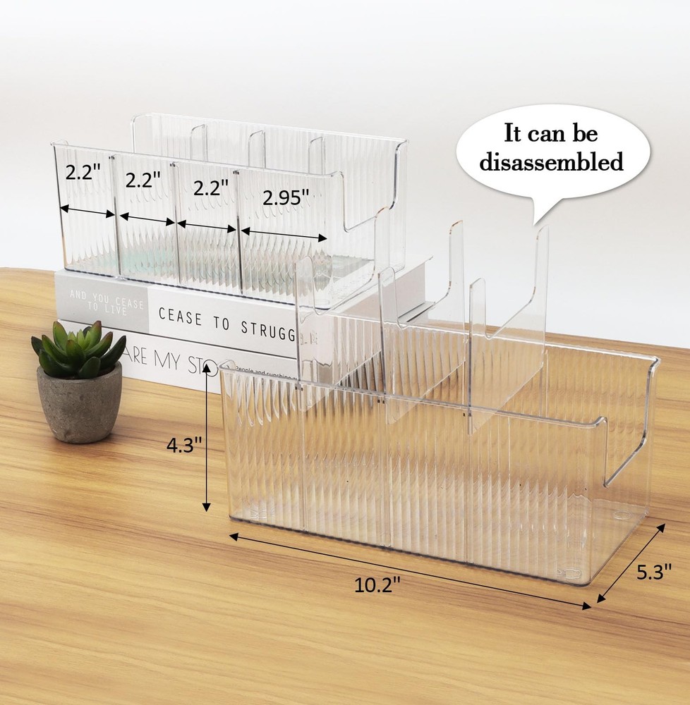 Acrylic Belt Organizer - 2 Pack with Adjustable 4 Compartments & Stackable De...