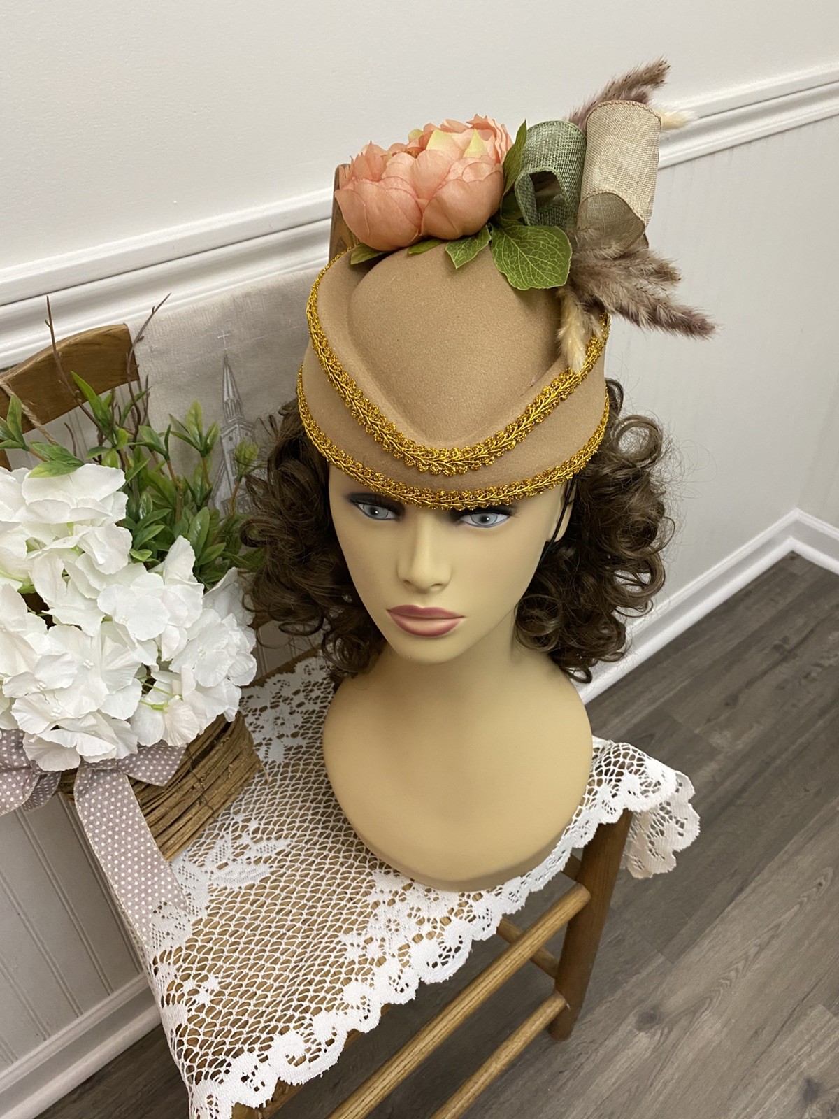 Ladies Victorian Perched SideSaddle Equestrian Riding Hat Reenactment Civil War