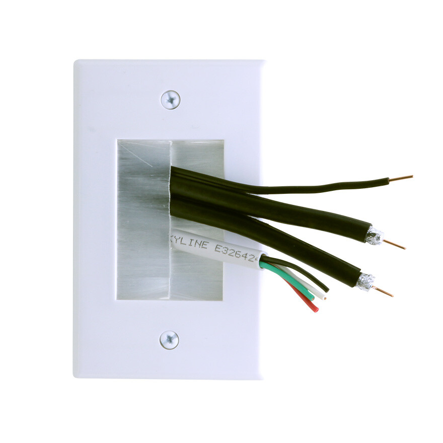 Construct Pro Cable Management Brush Plate (Dog-Ear Installation Tabs, White)