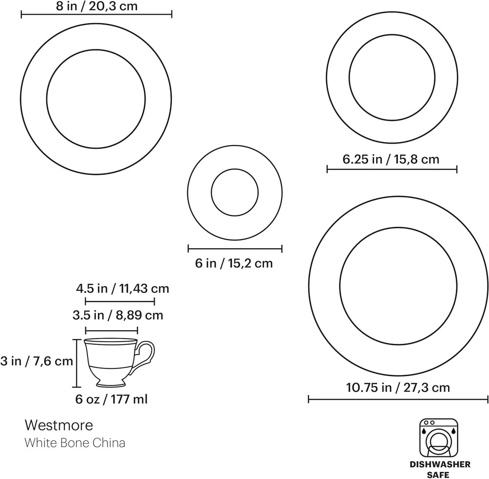 Westmore 5-Piece White Dinnerware Set for Elegant Dining Experience