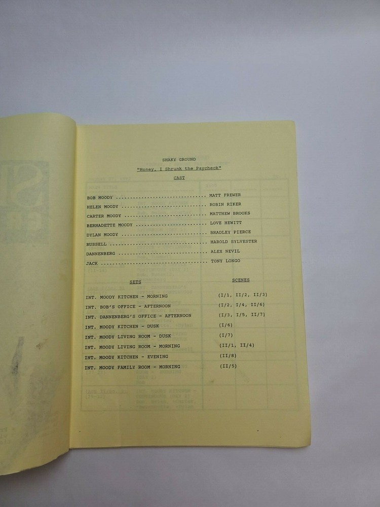 SHAKY GROUND / Doug Keyes 1992 PILOT TV Script, "Honey, I Shrunk the Paycheck"