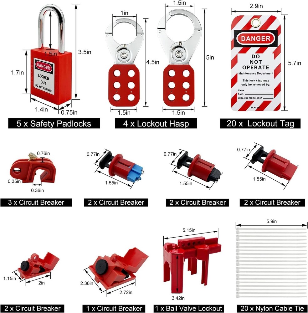 Lockout Tagout Kit with Circuit Breaker Lockout