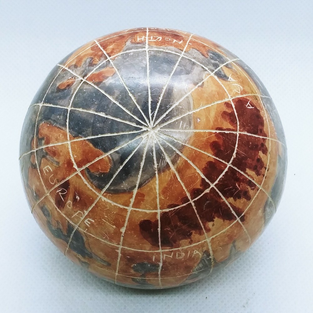 Handcrafted 3" Stone World Globe Earth Without Stand