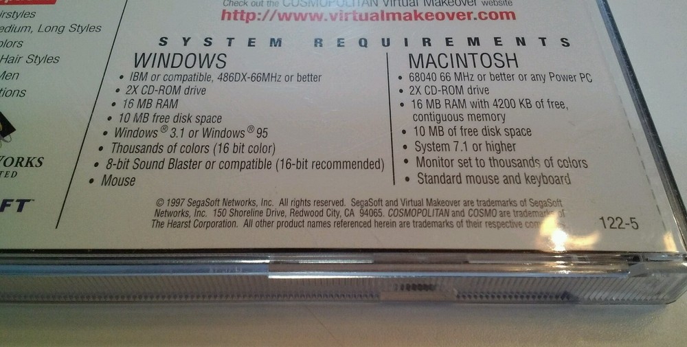 The Learning Company Cosmopolitan Virtual Makeover (Win/Mac PC, 1997 SegaSoft)