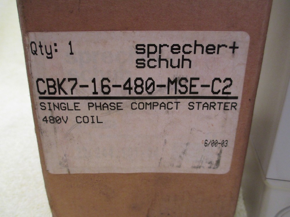 Sprecher + Schuh CBK7-16-480, Single Phase Compact Starter, WS