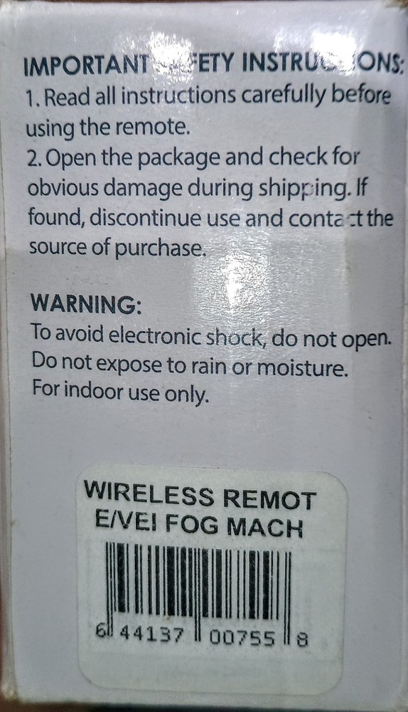 VEI Wireless Fog Machine Remote Set V916WC